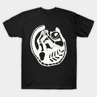 Cat Skeleton Halloween Art T-Shirt